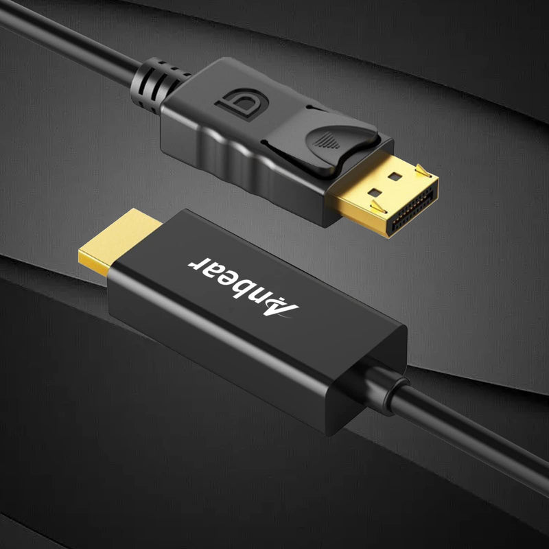 [Australia - AusPower] - Anbear Display Port to HDMI Cable, Gold Plated Displayport to HDMI Cable 6 Feet(Male to Male) for DisplayPort Enabled Desktops and Laptops to Connect to HDMI Displays (1 Pack) 1 Pack 