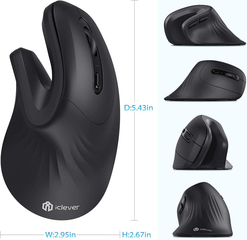 [Australia - AusPower] - iClever Ergonomic Mouse - Wireless Vertical Mouse 6 Buttons with Adjustable DPI Comfortable 2.4G Optical Vertical Ergonomic Mouse for Mac, PC, Desktop, Laptop 