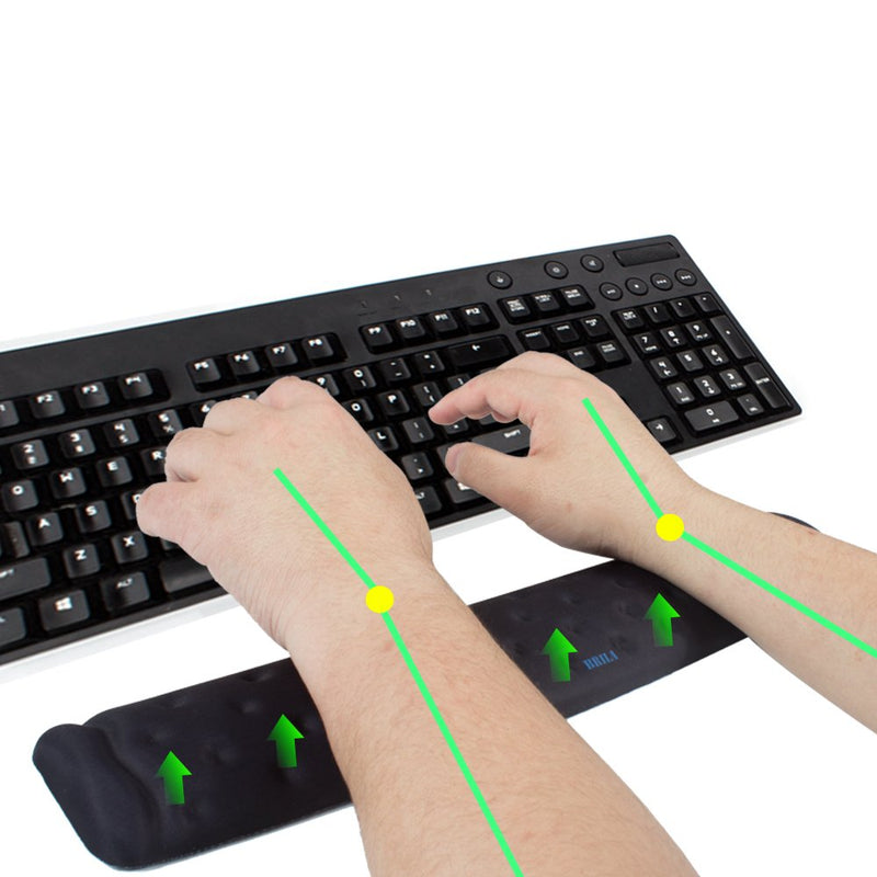 [Australia - AusPower] - BRILA Memory Foam Mouse & Keyboard Wrist Rest Support Pad Cushion Set for Computer, Laptop, Office Work, PC Gaming - Massage Holes Design - Easy Typing Wrist Pain Relief (Black) Black Bundle 