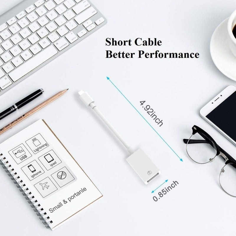 [Australia - AusPower] - [Apple MFi Certified] Lightning to USB Camera Adapter for iPhone iPad, USB 3.0 OTG Data Sync Cable Adapter Compatible with iPhone 12 11 XS XR X 8 7 iPad to Card Reader Keyboard Mouse USB Flash Drive 