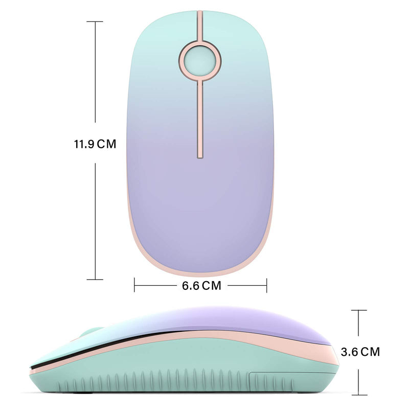 [Australia - AusPower] - Wireless Mouse - 2.4G Slim Portable Computer Mouse with Nano Receiver, Less Noise Mobile Optical Mice for Notebook, PC, Laptop, Computer, Mac (Gradient Mint Green to Purple) Gradient Mint Green to Purple 