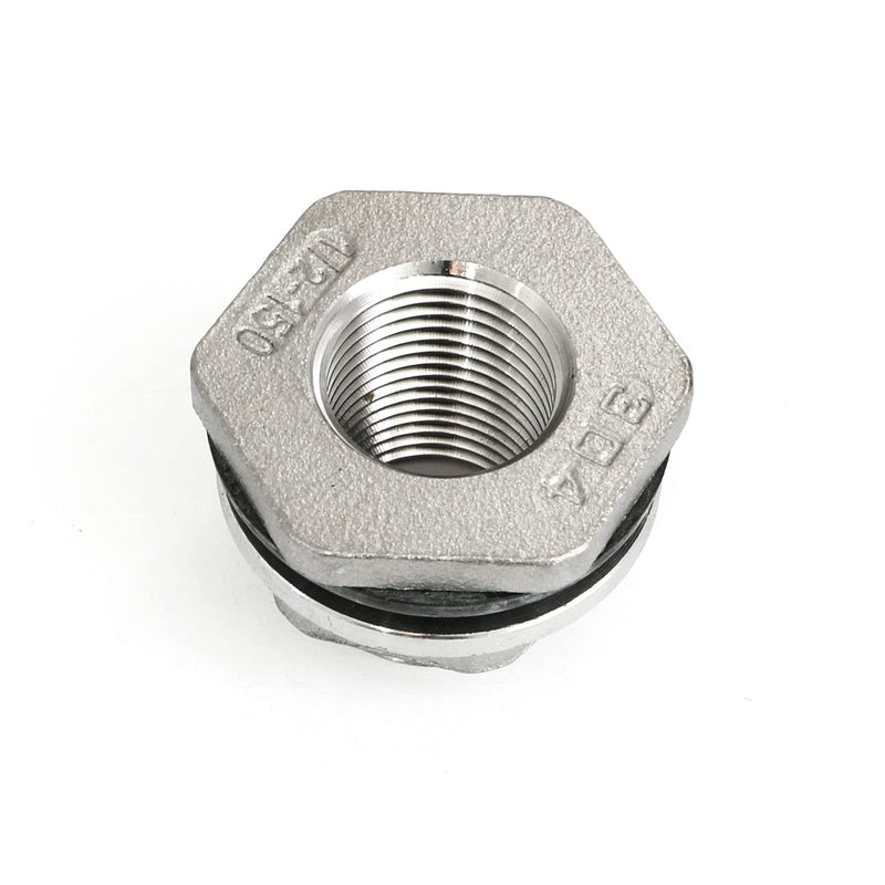 [Australia - AusPower] - heyous Bulkhead Fittings Stainless Steel 1/2" NPT Female Thread Water Tank Connector Adapter Fitting with Gasket for Water Tank, Bathtub and Sink, Compression Bulkhead Fittings 