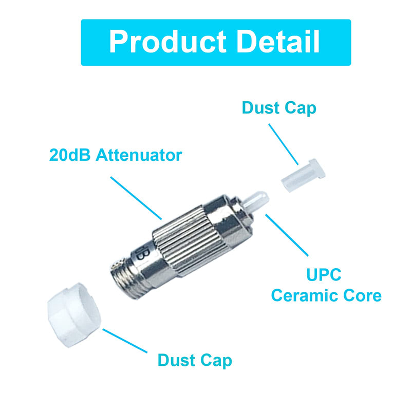 [Australia - AusPower] - 5 Pcs Fiber Optic attenuator, Fiber Signal Attenuation Converter Inserts Connector (FC-UPC, 20dB) FC-UPC 