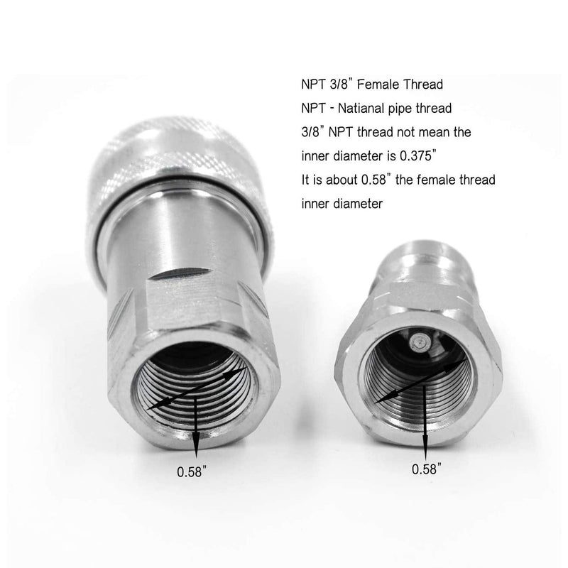 [Australia - AusPower] - 2 Sets 3/8" NPT Thread ISO7241-1A Hydraulic Quick Disconnect Coupler Set with Dust Caps 