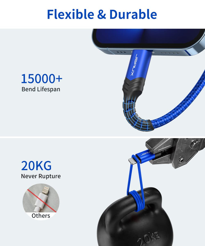 [Australia - AusPower] - USB C to Lightning Cable 4FT, JSAUX [Apple MFi Certified] iPhone 13 Charging Cable USB-C iPhone Cable for iPhone 13/13 Pro/13 Pro Max/12/12 Mini/12 Pro/11 Pro Max/X/XS/XR/8, iPad 8th 2020-Blue Blue 