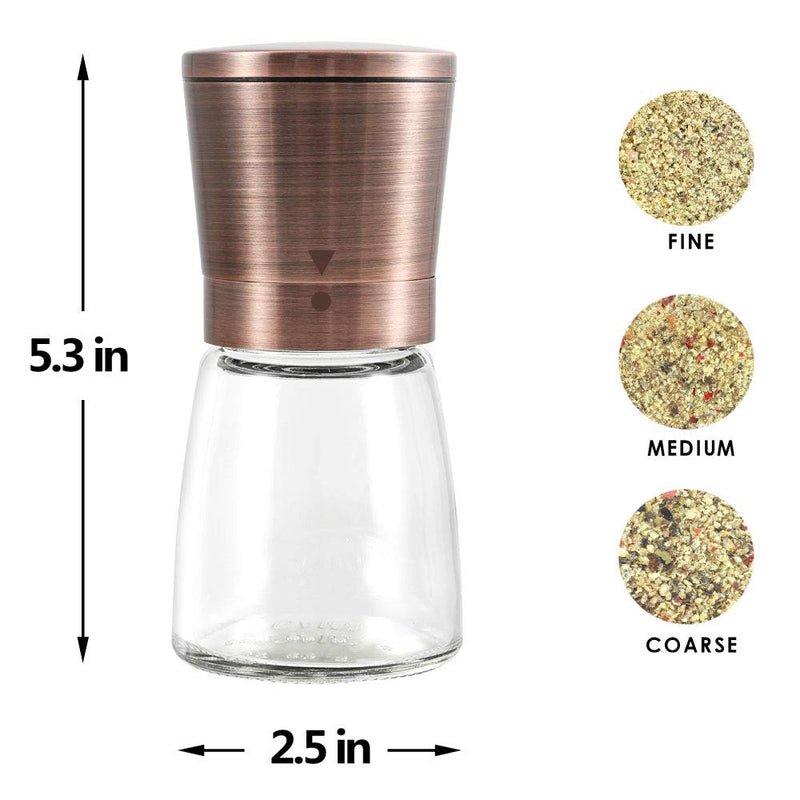 [Australia - AusPower] - Pepper Grinder or Salt Shaker for Professional Chef - Best Spice Mill with Brushed Stainless Steel, Special Mark, Ceramic Blades, and Adjustable Coarseness (Copper) Copper 