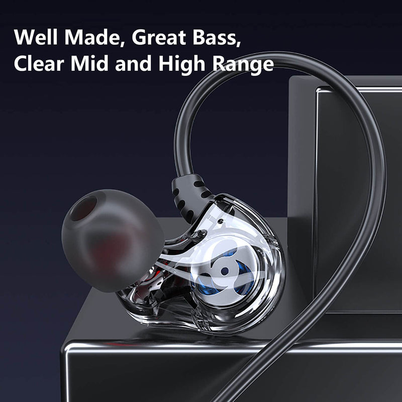 [Australia - AusPower] - Holiper Wired Headphones Dual Drivers with Mic 3.5mm Jack 1.2m Cord in Ear Buds, Wired Earphones Rich Bass Noise Isolation Volume Control 3D Stereo Earbuds for Phones Laptop PC Tablet MP3 Player 