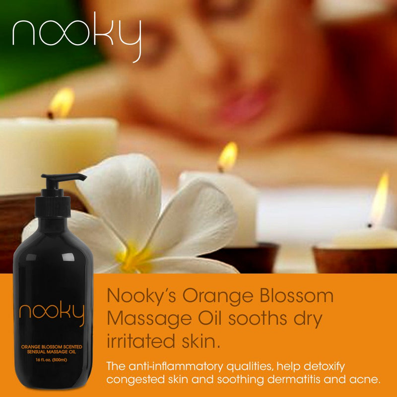[Australia - AusPower] - Nooky Orange Blossom Massage Oil. With Jojoba and Essential Oils. For Massaging 16 ounce. 