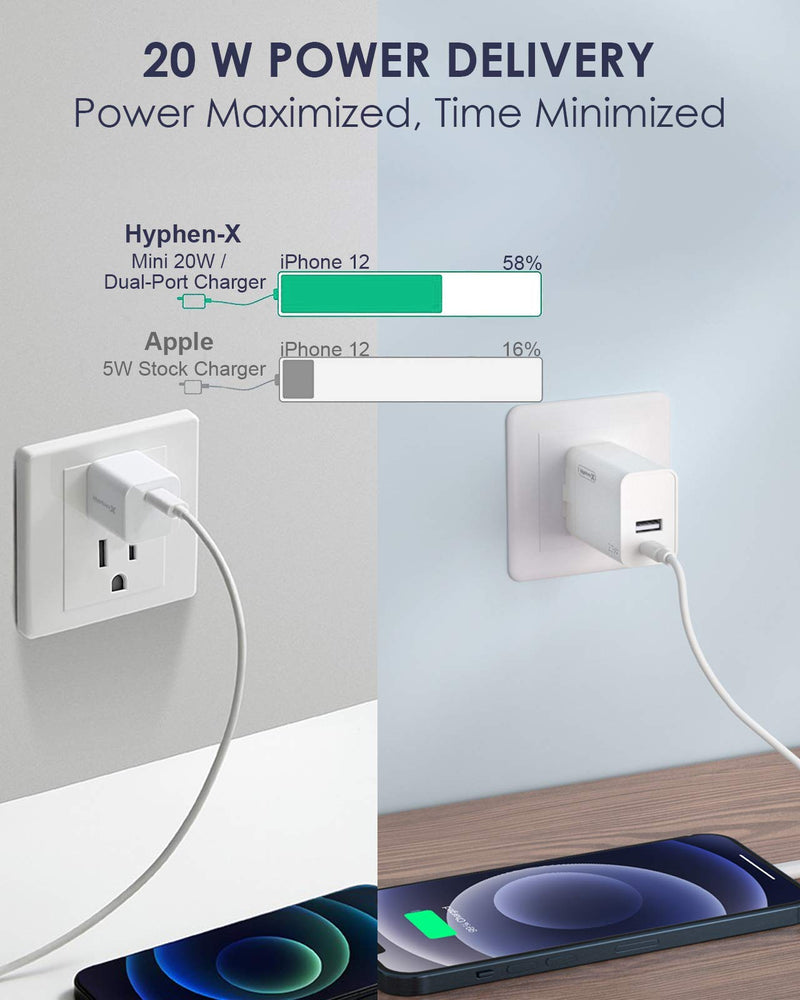 [Australia - AusPower] - Charger for iPhone, Hyphen-X 20W 2-Pack USB C Wall Charger Compatible for iPhone 13/13 Pro/13 Pro Max /12/12 Mini/12 Pro Max/11/XS/XR/8, iPad Pro Air,Galaxy,Pixel 4/3 Multiport Power Adapter 2Pack 20W 