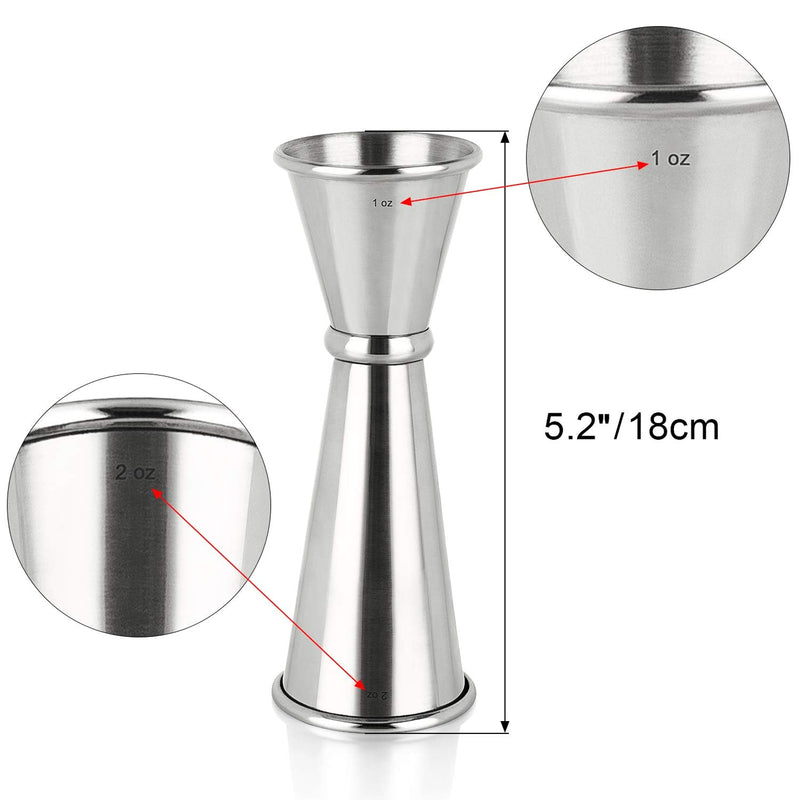 [Australia - AusPower] - 3PCS Double Jigger & Cocktail Jiggers Stainless Steel 1 Ounce X 2 Ounce Alcohol Measuring Tools 
