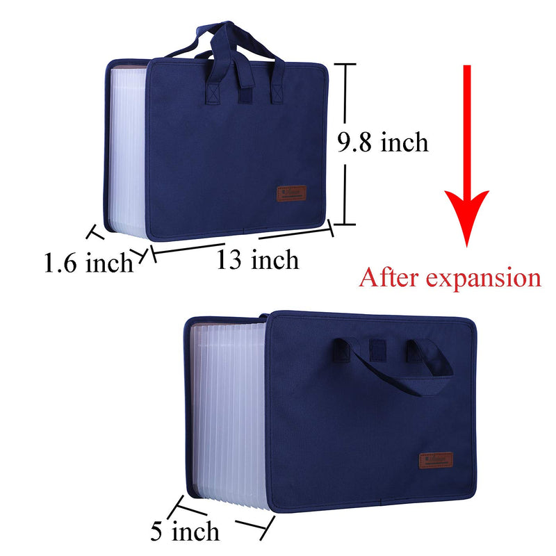 [Australia - AusPower] - Antner 13 Pockets Expanding File Folder Document Organizer with Handle, Large Capacity Accordion File Organizer Portable A4 Letter Size File Folders for Office, Business, School or Home Navy Blue 
