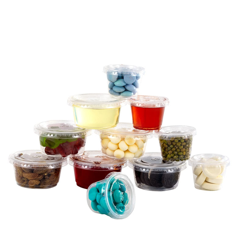 [Australia - AusPower] - 200 Sets - 1 oz Jello Shot Cups ,Condiment Containers with Leak-Proof Lids, Disposable and Recyclable, Condiment Cups with Lids for Sauces, Souffle, Food Samples, Pills and More. 