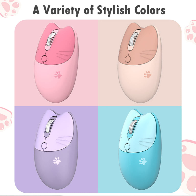 [Australia - AusPower] - Cute Cat Wireless Mouse, Silent Mouse, 2.4G Wireless Mice, Candy Colors, Kawaii Mouse for Girls and Kids (Purple) Purple 