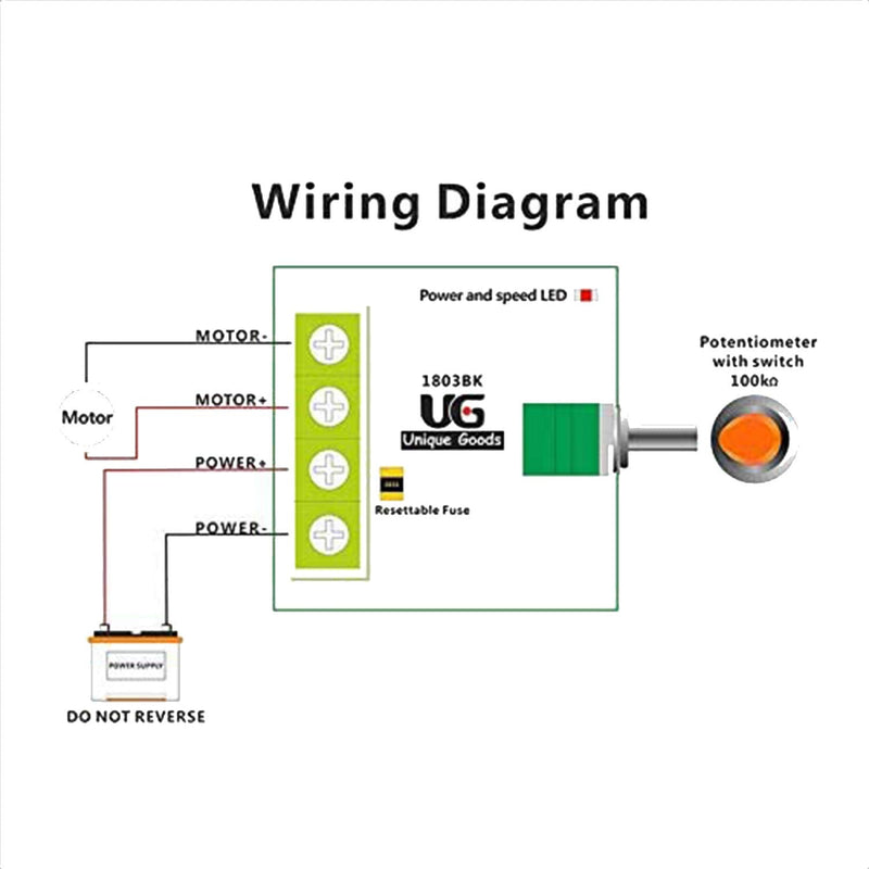 [Australia - AusPower] - 1.8v 3v 5v 6v 7.2v 12v 2A 30W low voltage DC motor speed controller PWM 1803BK adjustable drive switch with speed control knob (5Pcs) 