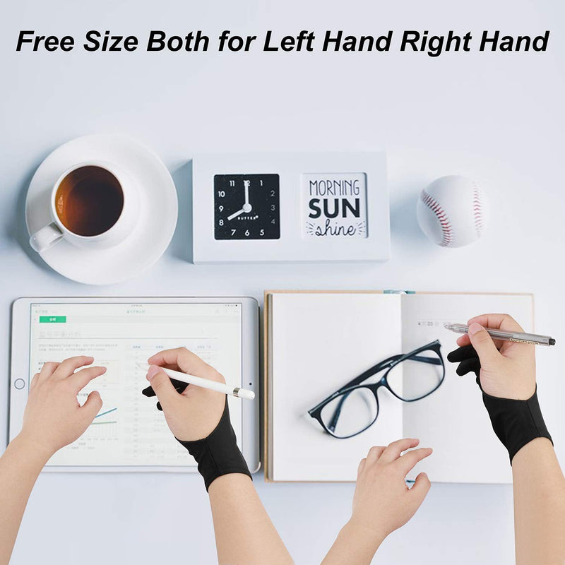 [Australia - AusPower] - Artist Drawing Tablet Gloves Two Finger Graphics Painting Glove Free Size Creative Both Right and Left Hand 4 Pack Black Blue M 