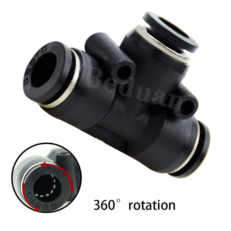 [Australia - AusPower] - Beduan Push to Connect Air Fitting, 5/32 inch or 4mm Tube OD Pneumatic Tee Union Fitting Push Lock(Pack of 10) 