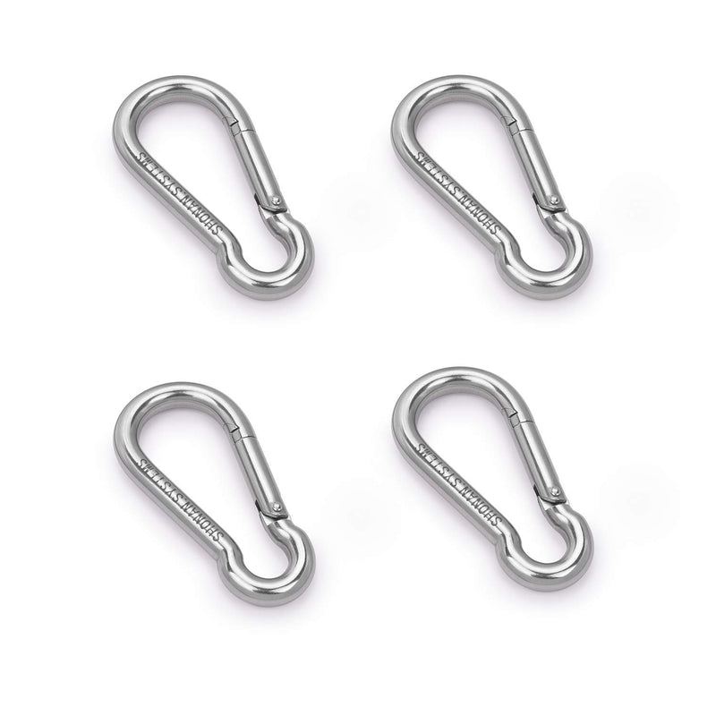 [Australia - AusPower] - SHONAN 3.1 Inch Carabiner Clips- 4 Pack Heavy Duty Stainless Steel Spring Snap Hook for Key Chains D Ring Locking Carabiners for Dog Leash, Outdoor Camping, Swing, Hammock, Hiking, 250 lbs Capacity 3.1 Inch, 4 pack 