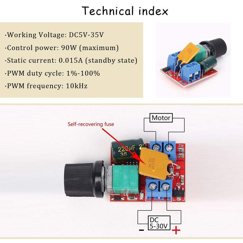 [Australia - AusPower] - Comidox 4PCS Mini DC 3V 6V 12V 24V 35V PWM Motor Speed Controller Switch Module Ultra Small LED Dimmer 5A 