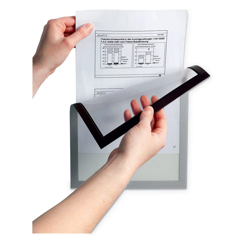 [Australia - AusPower] - DURABLE Magnetic DURAFRAME Document Sign Holder, Letter-Size 8-1/2" x 11", Silver, 2 Pack (477123) Letter, 8-1/2" x 11" 