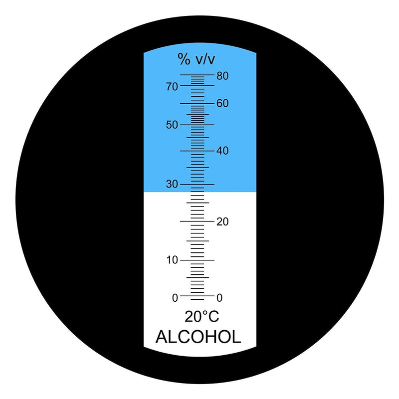 [Australia - AusPower] - Optics Alcohol Refractometer 0-80% Volume Percent ATC for Alcohol Liquor Production Spirit Alcohol Measurement Ethanol with Water Distilled Beverages Winemakers with Extra LED Light & pipettes 