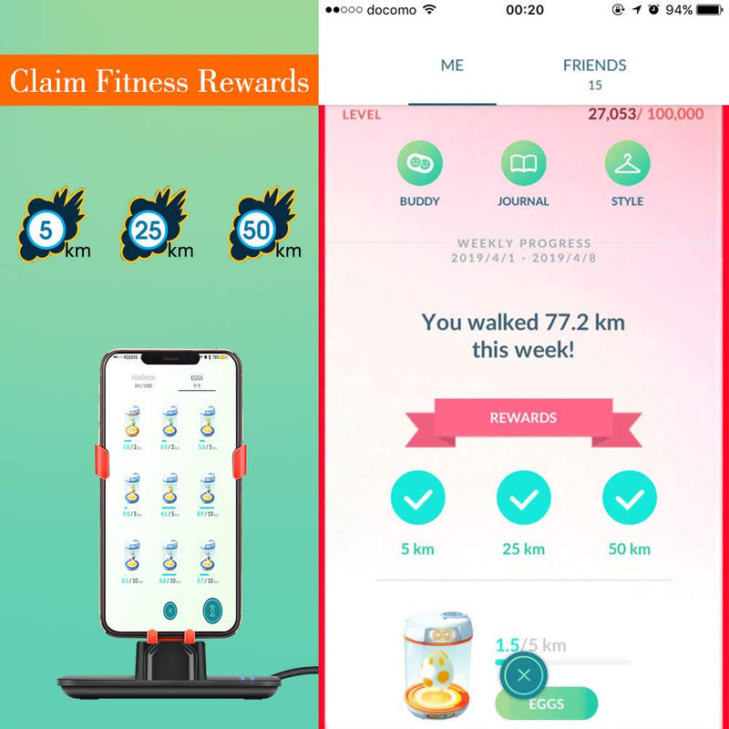 [Australia - AusPower] - FUNTECK Adjustable Phone Swing Device Perfect for Hatching Eggs or Buddy Candy in Pokemon Go, Compatible with iOS and Android 