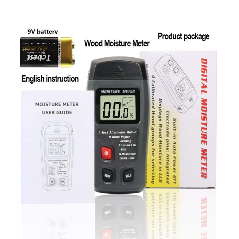 [Australia - AusPower] - RZ Digital Wood Moisture Meter Tester for Firewood, Small Handheld Wood Moisture Detector for Firewood Moisture Meter Humidity Detector for Cordwood , Furniture, Floor, Wood Humidity Measuring 