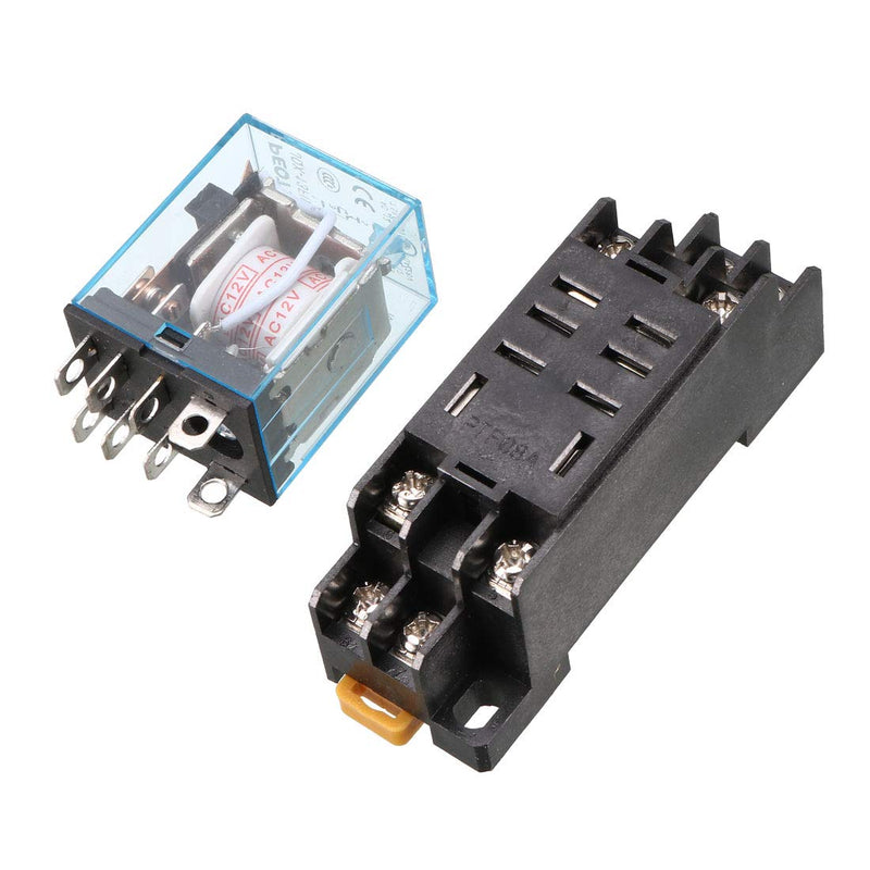 [Australia - AusPower] - uxcell a13060500ux0313 AC 12V Coil 8 Pin 8 Pin 10A LY2J DIN Rail Electromagnetic Power Relay with Base, Black 