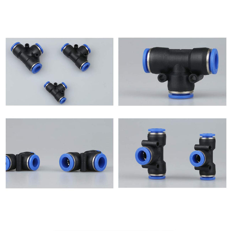 [Australia - AusPower] - E-outstanding 10PCS Pneumatic Tee Union Connector 10PCS 1/4" Tube OD Union Tee Type Plastic Quick Push to Connect Tube Fitting 