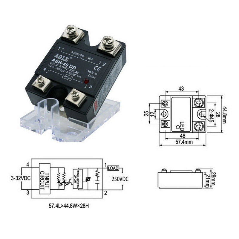 [Australia - AusPower] - WerFamily SSR Solid State Relay SSR-40DD DC-DC 3-32V DC / 5-250V DC / 40A DC to DC 
