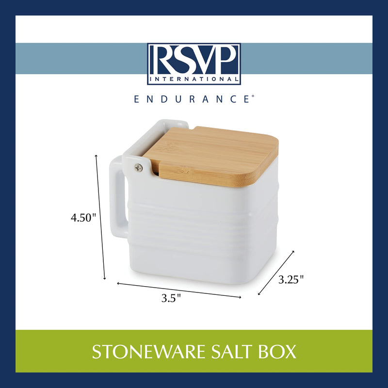 [Australia - AusPower] - RSVP International White Stoneware Kitchen Collection, Salt Box, 4.5x3.25x3.5" 