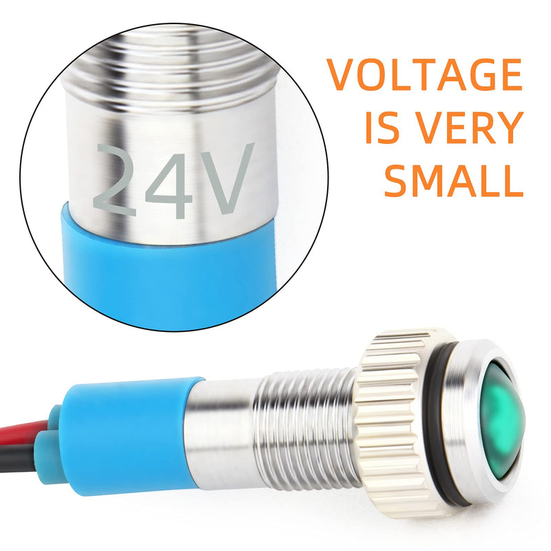 [Australia - AusPower] - GASHER 12V/24V/110V 20mA Energy Saving Indicator Light Mounting Hole Size 6mm Green Yellow Red Blue White 5 PCS 6MM（24V） 
