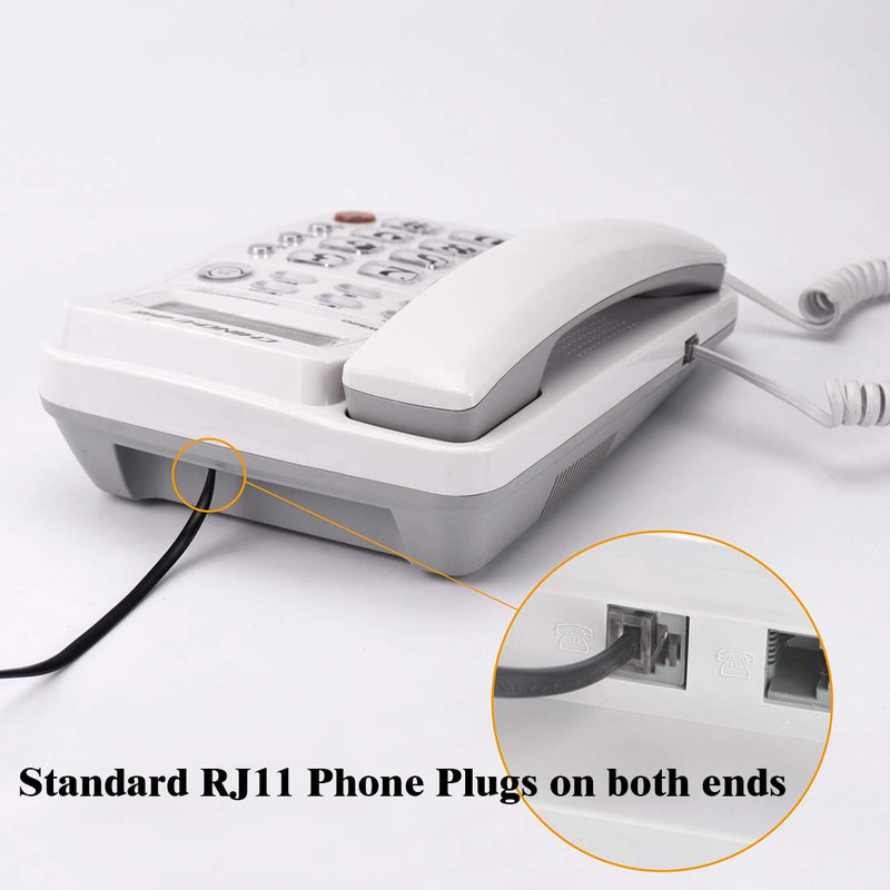 [Australia - AusPower] - 15FT Telephone Extension Cord Cable, Landline Phone Line Wire with RJ11 6P4C Plugs, Includes Cable Clips - Black - 2 Pack 15FT 