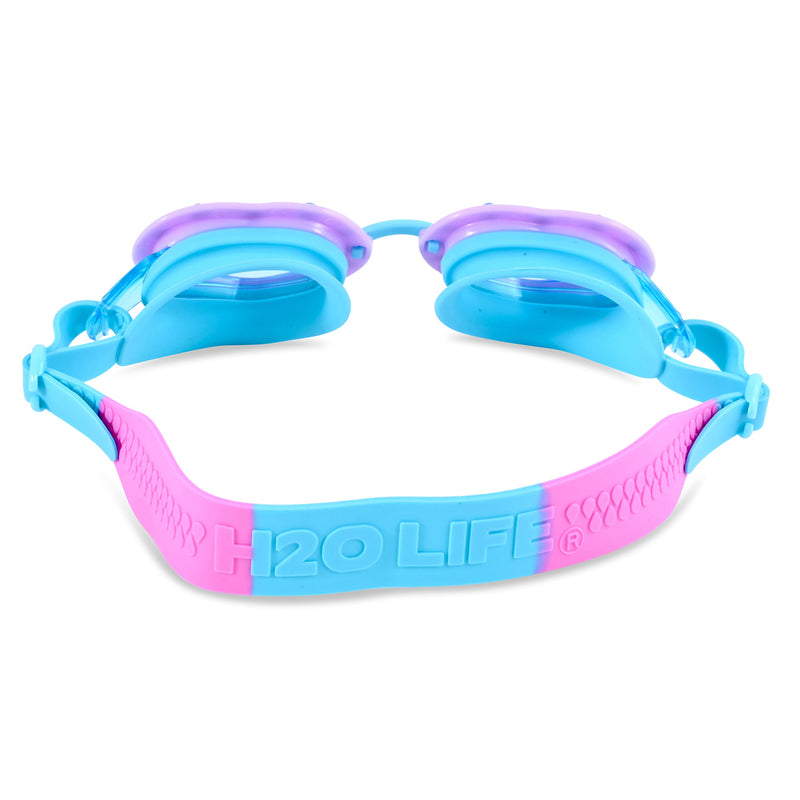 [Australia - AusPower] - H2O Life Kids Swim Goggles for Girls and Boys Fun Toddler Swimming Eyewear Protection for Children One Size Blue Heart 