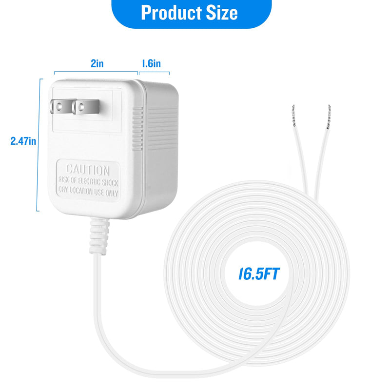 [Australia - AusPower] - Fesasn 24V C Wire Doorbell Transformer,Compatible with Ring Nest Hello Eufy and Wyze Video Ring Doorbells and Smart Thermostat(16.4 FT Long Cable with White) 16.4 FT White 