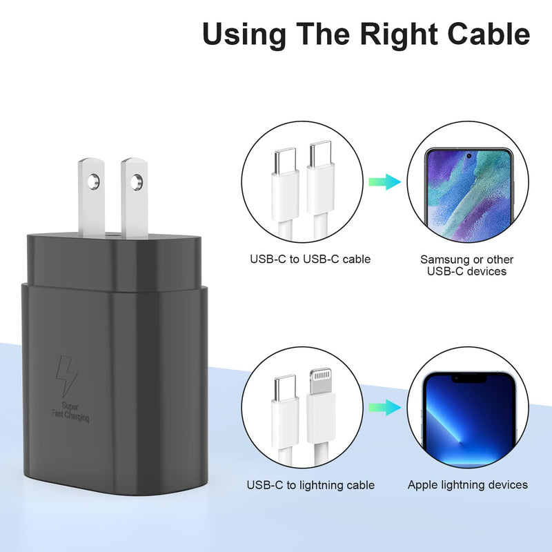 [Australia - AusPower] - USB C Wall Charger for Samsung Galaxy, 25W Type C Super Fast Charging Block, Power Adapter Box Compatible with iPhone 13/12/11/Pro Max/iPad Pro, Samsung S22/S21/S20/S9 Plus/Note/Ultra and More -2Pack 