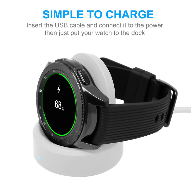 [Australia - AusPower] - Updated Charger Compatible with Samsung Galaxy Smart Watch 42mm 46mm, Replacement Charging Dock Cradle for Samsung Galaxy Smart Watch SM-R800 SM-R810 SM-R815 (White) White 