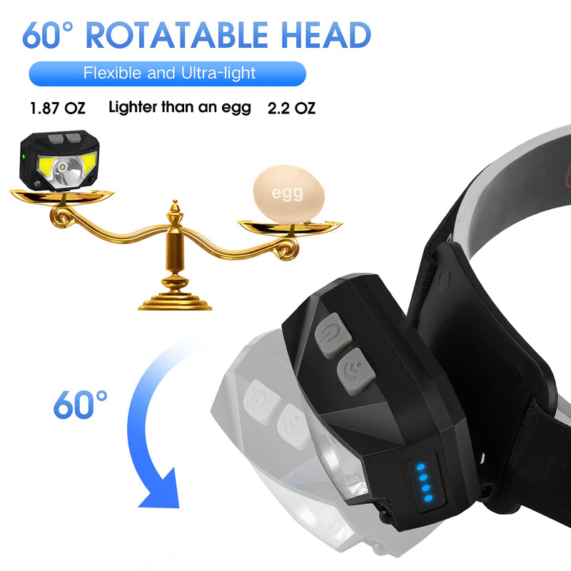 [Australia - AusPower] - Headlamp Flashlight, LHKNL 1100 Lumen Ultra-Light Bright LED Rechargeable Headlight with White Red Light, 2-PACK Waterproof Motion Sensor Head Lamp, 8 Modes for Outdoor Camping Running Cycling Fishing 