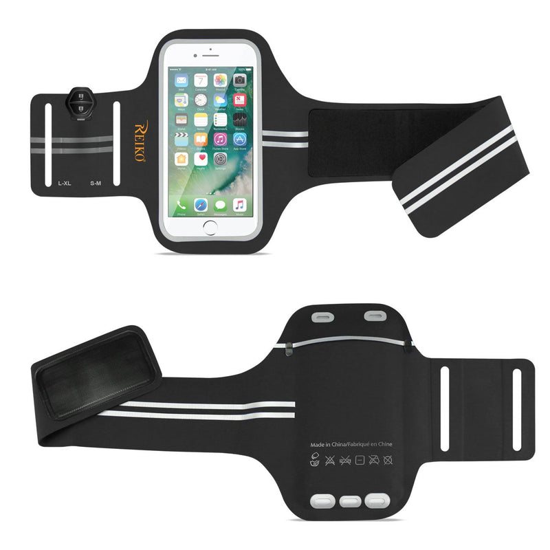 [Australia - AusPower] - Reiko Running Sports Armband compitable  for iPhone 7/6/ 6S Or 5 Inches Device (5X5 Inches) (Black) Black 