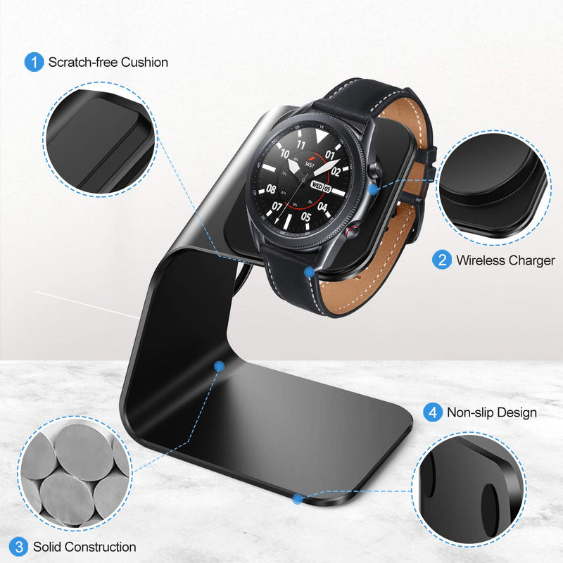 [Australia - AusPower] - NANW Charger Dock Compatible with Samsung Galaxy Watch 4/Watch 4 Classic/Watch 3/Active 2 /Active, USB Replacement Charging Cable Dock Stand Station Base Accessories for Galaxy Watch 4,Black Black 