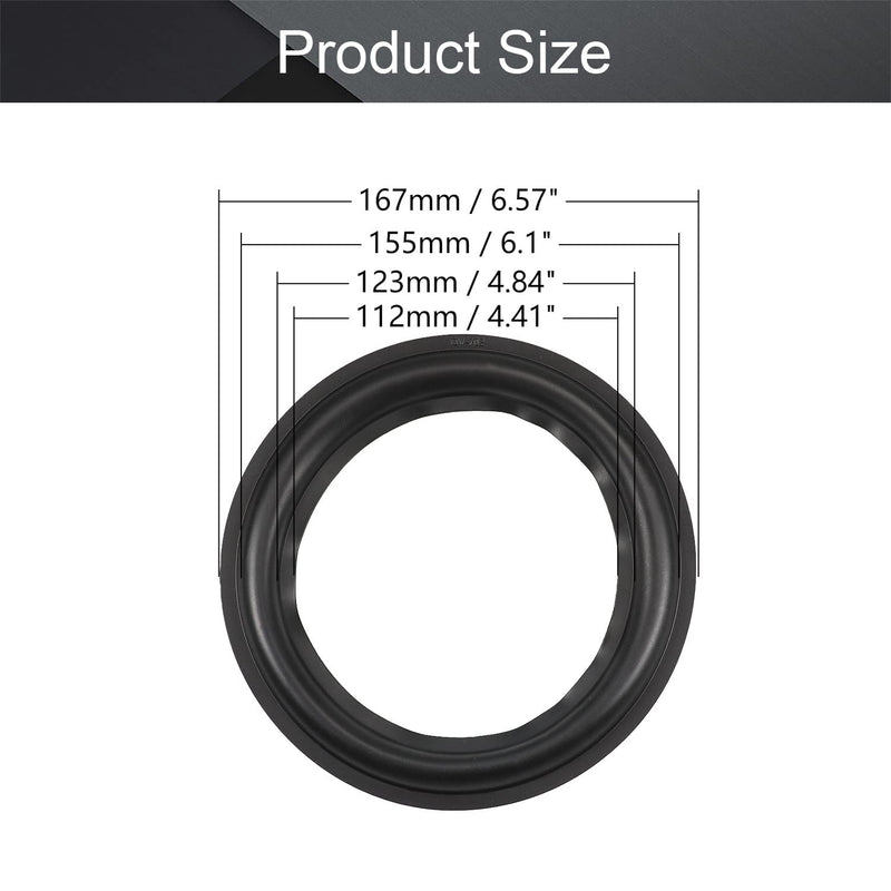 [Australia - AusPower] - Fielect 4Pcs 6.6inch/167mm Rubber Speaker Edge Surround Rings Replacement Kit for Speaker Repair or DIY Black 6.5inch /167mm 4 PCS 