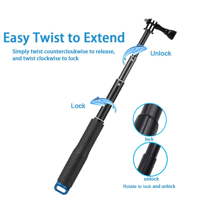 [Australia - AusPower] - WLPREOE Camera Float + 19” Selfie Stick Waterproof Hand Grip Extension Portable Adjustable Monopod Pole for GoPro Hero 10 9 8 MAX 7 Black Silver White/6/5 Black/5S/4/3 