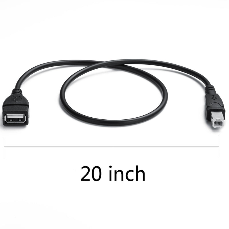 [Australia - AusPower] - 2 Pack USB 2.0 Cable A Female to USB B Male Cable for Printer Extender Connection Cables USB_A/F-USB_B/M Adapter (USB_A-USB_B Cables Black) 