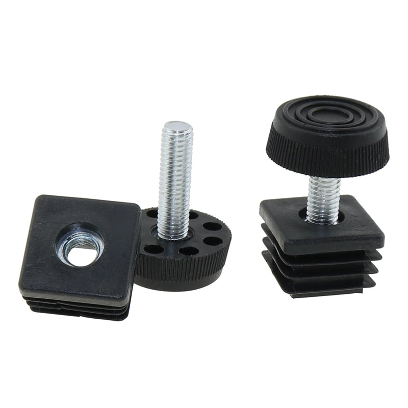 [Australia - AusPower] - DGZZI 4PCS Plastic Metal Square Tube Insert Kit Adjustable Levelling Feet Black Furniture Adjustable Feet Nut Pipe Plug Supporting Feet for Mechanical Equipment and Fitness Equipment and Rack 