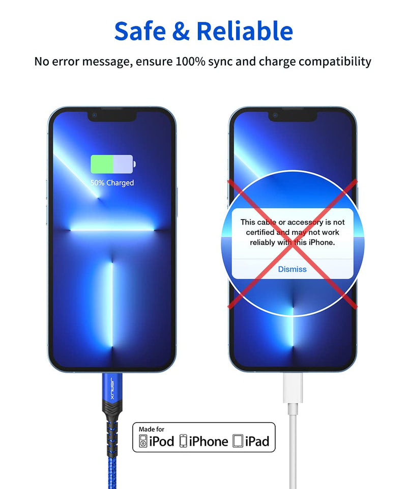 [Australia - AusPower] - USB C to Lightning Cable 4FT, JSAUX [Apple MFi Certified] iPhone 13 Charging Cable USB-C iPhone Cable for iPhone 13/13 Pro/13 Pro Max/12/12 Mini/12 Pro/11 Pro Max/X/XS/XR/8, iPad 8th 2020-Blue Blue 