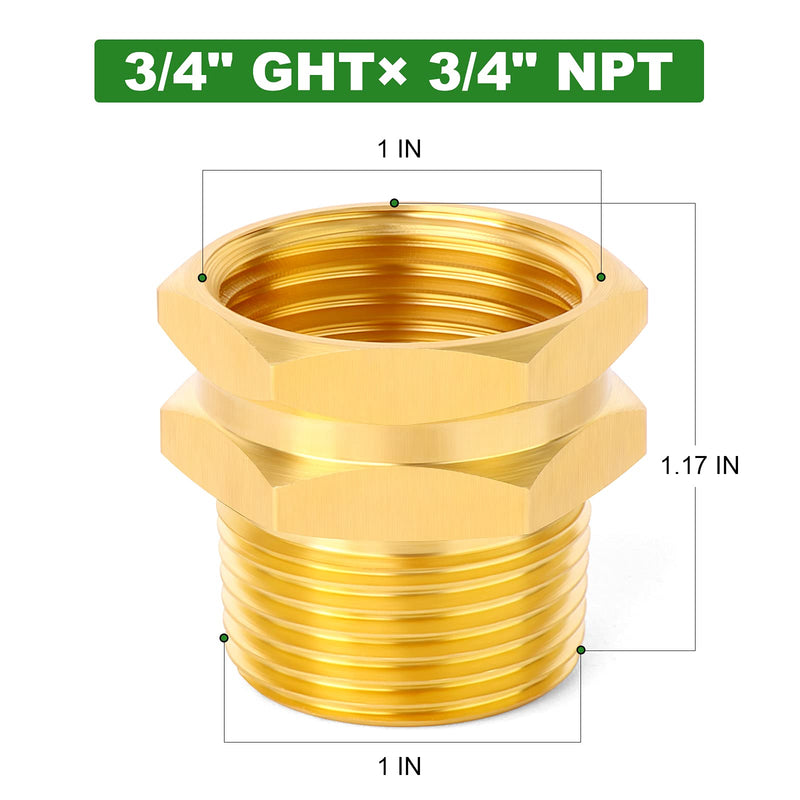 [Australia - AusPower] - TAISHER 6 PCS Brass 3/4" GHT Female x 3/4" NPT Male Garden Hose Fittings and Adapters With 4 PCS Black Garden Hose Washers 6PCS 3/4" Female x 3/4" MNPT 