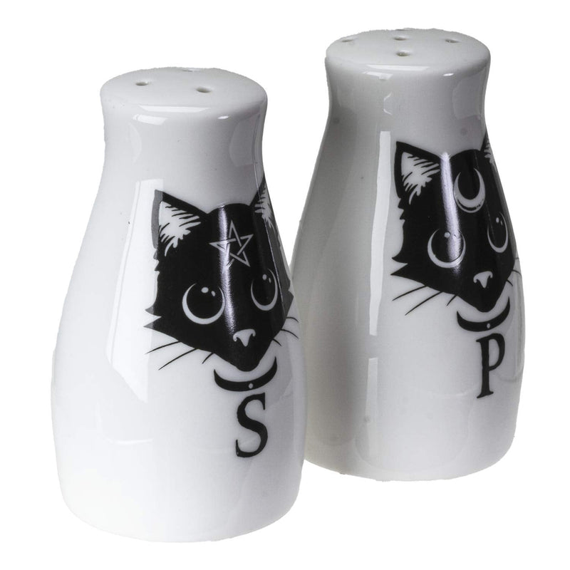 [Australia - AusPower] - Summit Collection Alchemy Gothic Magick Cats Salt and Pepper Shaker Set Bone China Spooky Black Cats Halloween Decor 