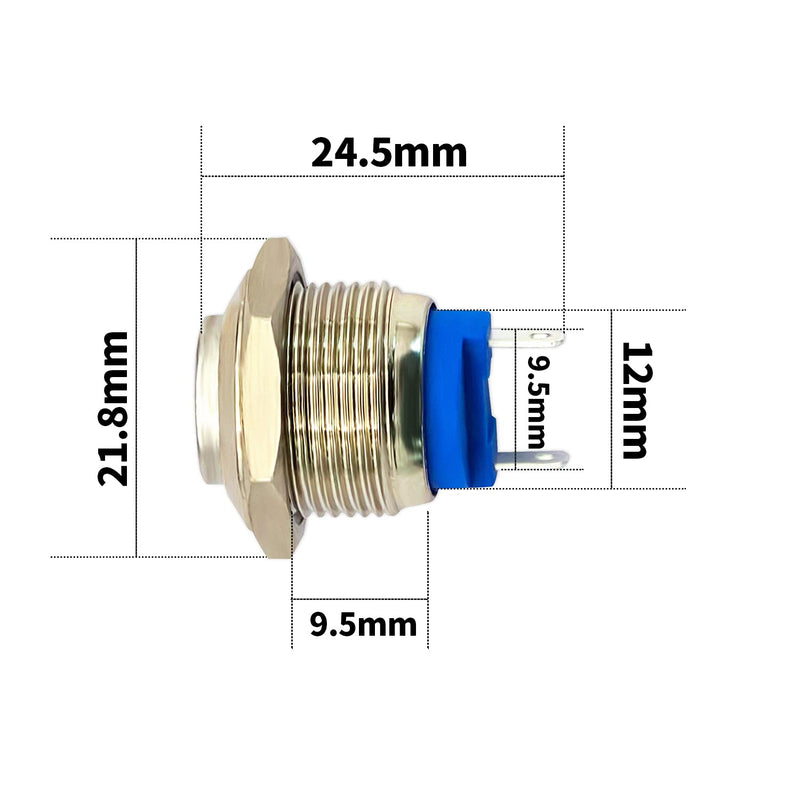 [Australia - AusPower] - CenryKay 16mm High Round Cap Waterproof Momentary Stainless Steel Metal Push Button Switch High Flush Screw Terminals 2A 36V(10PCS) 