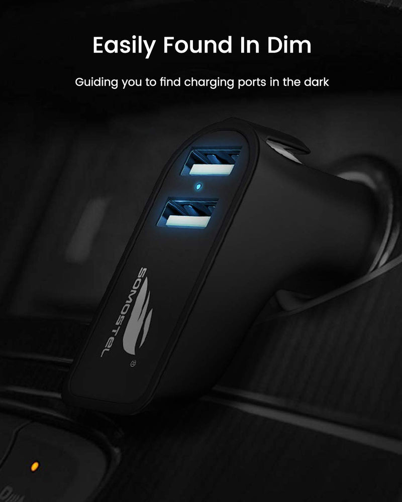[Australia - AusPower] - Cigarette Lighter USB Car Charger Adapter, SOMOSTEL Life Saving Safety Kit Emergency Seat Belt Cutter Window Hammer Breaker Auto Rescue Escape Tool Compatible for iPhone,Samsung Galaxy,Huawei,LG,HTC Black 