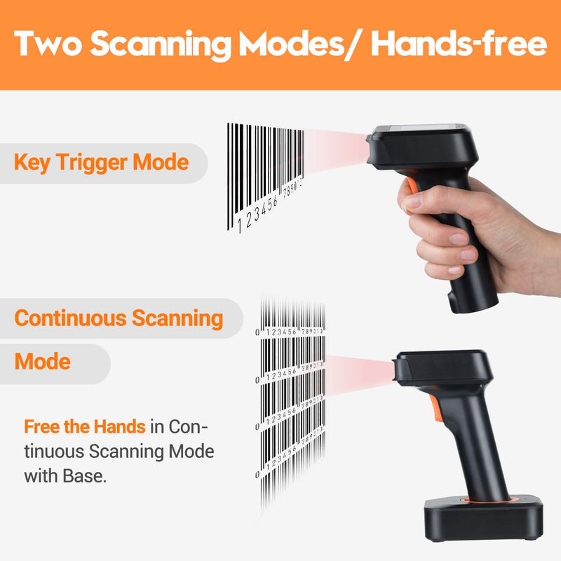 [Australia - AusPower] - Tera 2D QR Wireless Barcode Scanner with Screen Display Battery Level Indicator and Time Display Work with Bluetooth 2.4G Wireless 2200mAh Large Battery Charging Base for Warehouse Model HW0006 