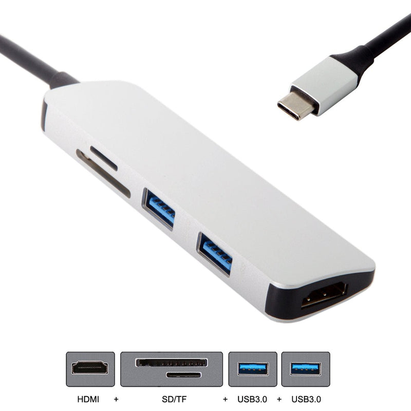 [Australia - AusPower] - Cablecc USB 3.1 Type-C USB-C to HDMI Dual Ports 3.0 Hub SD TF Card Reader for PC Laptop 